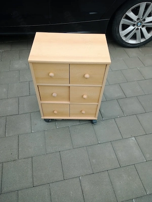Rollcontainer mit 6 herausnehmbaren Schubladen   Holzoptik