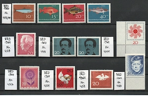 Briefmarken Bundesrepublik Deutschland (BRD) 1964 u. 1965