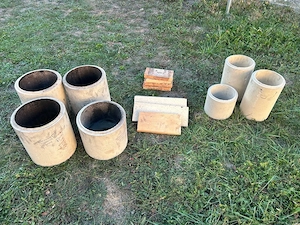 Schamottrohre, 30 cm und 22 cm, Schamott Steine verschiedene Größen