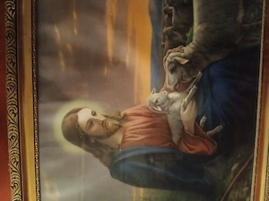Vintage Bild Jesus mit Schafen