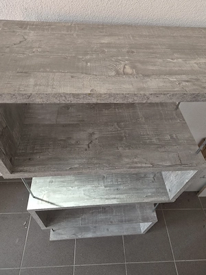    Regal im Industrial-Stil   Grau in Holzoptik   125 cm hoch