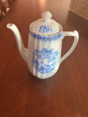 Komplettes Porzellan-Kaffeeservice von Seltmann Weiden   Blau Weiß mit Goldrand