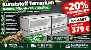 -20% auf alle Kunststoff Terrarien und Terrarium Racks 