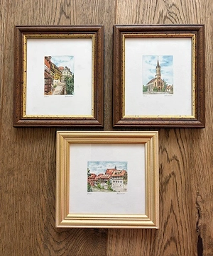 Stein in Bildern   3 gerahmte Aquarelle von Bäumler
