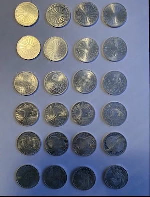 24*10 DM Silbermünzen Olympia 1972 München (341 g Gesamtgewicht)