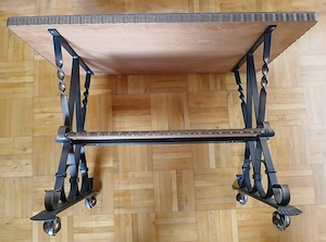 Beistelltisch, Servierwagen Metall-Holz