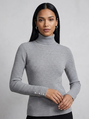Grauer Feinstrickpullover Gr S M