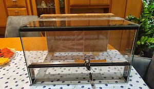 Terrarium 40x30x25 Doppellüftung mit Zubehör und Schloss abzugeben. Top Qualität.
