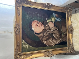 Hand gestickte Bilder im Holzrahmen zu verkaufen 
