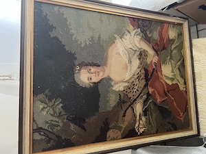Hand gestickte Bilder im Holzrahmen zu verkaufen 