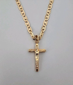 Goldkette 750 Gold 18K Halskette Anhänger Kreuz Herren