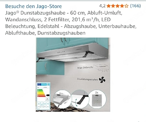 Jago-Dunstabzugshaube aus Edelstahl