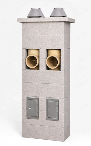 Doppelzügiger Keramikschornstein DN160 180 10,5 m Bausatz 