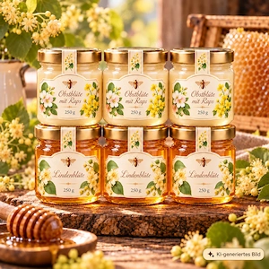 Deutscher Bienenhonig   6 Gläser je 250 g   Obstblüte & Lindenblüte   Sonderangebot