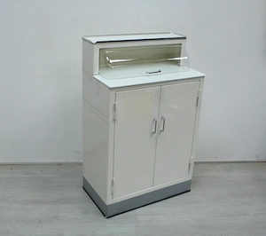 Mobiler Metall Badschrank, Küchensideboard 2 Türen + Aufbau, von Baisch 60er
