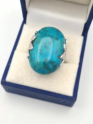 Eleganter Silberring 925 mit großem Türkis-Cabochon