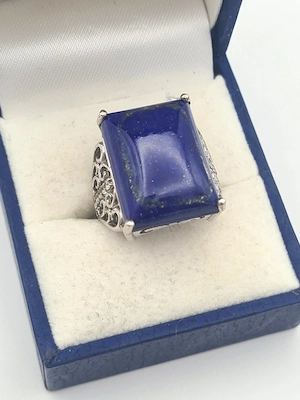 Eleganter Lapislazuli Silberring 925 Sterling Silber
