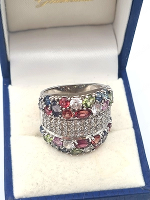 Edelstein-Silberring 925 Sterling Silber mit Tansanit