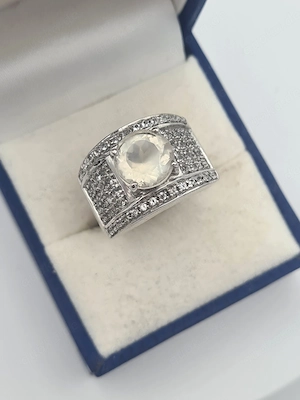 Eleganter Orthoklas Silberring 925 Sterling Silber