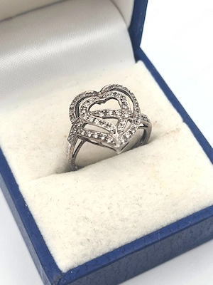 Herz-Ring 925 Sterling Silber mit Weißen Topasen (0,24 ct)