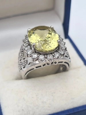 Eleganter 925 Silber Ring mit Citrin   Größe 55