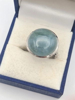 Edler 925 Silber Ring mit großem Cabochon-Stein   Gr. 56