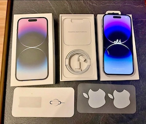 Apple iPhone 14 Pro 128 GB dunkellila + MagSafe Clear Case + EarPods & Zubehör