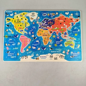 Weltkarte-Steckpuzzle aus Holz   Lernspiel