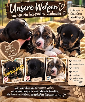 Labrador Cane Corso Welpen suchen liebevolles Zuhause   
