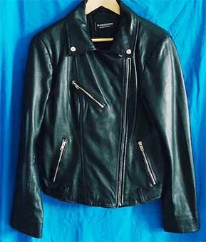 Schwarze neue Damen-Lederjacke, echtes Leder
