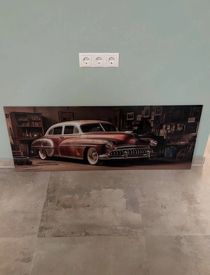 Glasbild Wandbild Oldtimer Auto Retro Vintage 125x50 cm