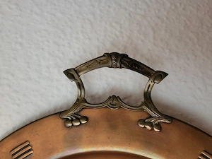 Großes Jugendstil Tablett Teller Schale Kupfer Messinggriffe