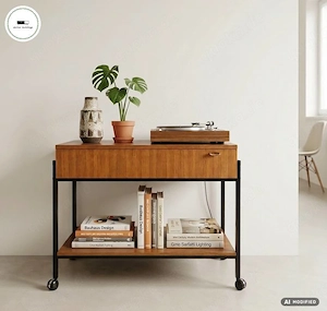 Exklusives Mid-Century Vintage-Sideboard auf Rollen   Stilvoller Allrounder mit zeitlosem Charme
