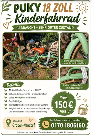 Puky Kinderfahrrad 18 Zoll Mint Grün 