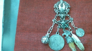 alter Charivari gestempelt 835 Silber-Rockanstecker Tracht-5 Anhänger diese Kein Silber-Nickel,,unbe