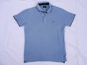 Kurzarm Poloshirt Jack & Jones blau meliert Gr. S (152 158) Jungs