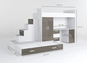 Kinderzimmer mit 2 Betten, Schreibtisch, Schrank