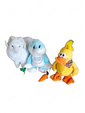 3 Stofftiere mit Sound: Steinbock, Hase und Ente