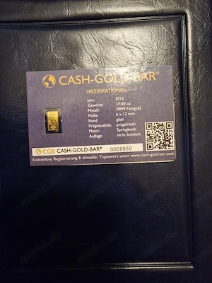 Cash-Gold-Bar 1 100 Unze 