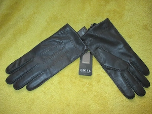 NEU m.ETIKETT Herren oder Damen Unisex ECHT LEDER DESIGNER Finger Handschuhe DIGEL schokoladen braun