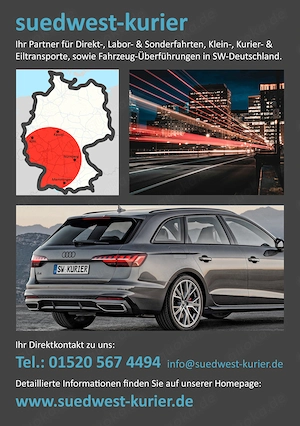 Kurierdienst, Direktfahrten, Laborfahrten, Kleintransporte, Eiltransporte, Fahrzeug-Überführungen