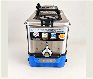 TEFAL FR 8040 Oleoclean Pro Fritteuse 2300 Watt Silber Schwarz Blau