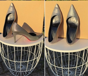 Elegante Pumps mit spitzer Kappe Gr.39-40   Bronze   Metallic