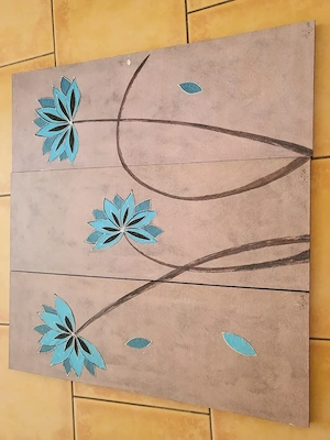 3 er Set Holzbilder massiv je 70x25x2 cm