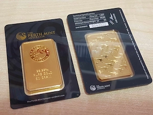 50 Gramm Perth Mint Goldbarren vergoldet deko
