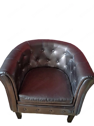 Chesterfield 2 Sessel Cocktailsessel Braun Kunstleder - mit kleinem Defekt, zu verschenken 