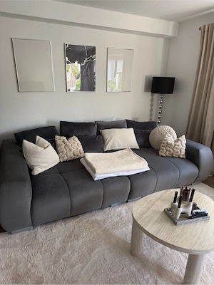 BIG-Sofa in Samt Grau