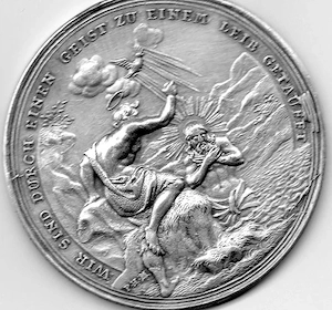 Originalen Tauftaler von P.H. Müller 200 Jahre Reformation 1717 in Silber