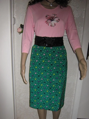 NEU Edel 1980er Jahre VINTAGE Seiden High Waist Midi Rock Studio Dress 36-38 S smaragd grün bunt