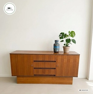 Teak Sockelsideboard der 60er 